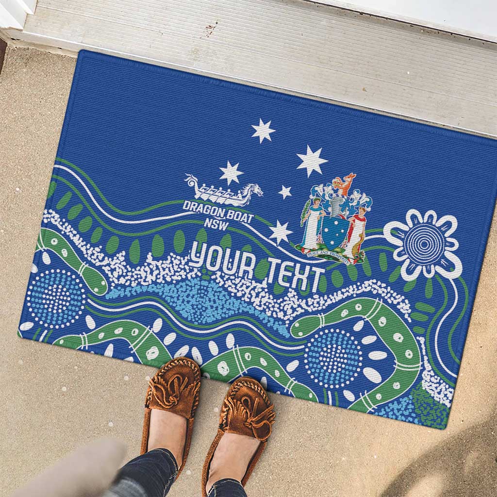 Personalised Australia Victoria Dragons Boat Rubber Doormat Aussie Aboriginal Dot Style