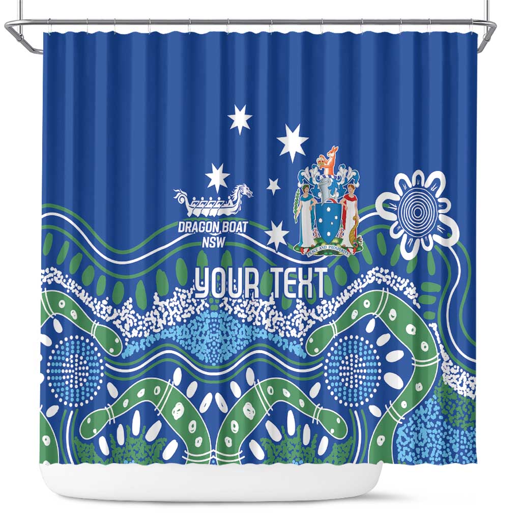 Personalised Australia Victoria Dragons Boat Shower Curtain Aussie Aboriginal Dot Style