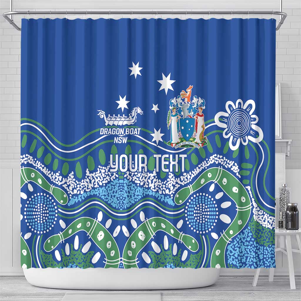 Personalised Australia Victoria Dragons Boat Shower Curtain Aussie Aboriginal Dot Style