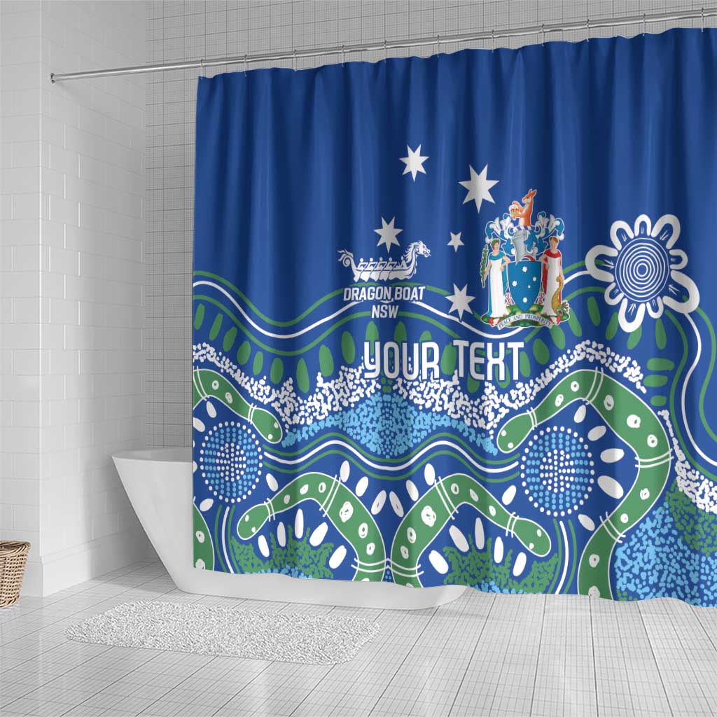 Personalised Australia Victoria Dragons Boat Shower Curtain Aussie Aboriginal Dot Style