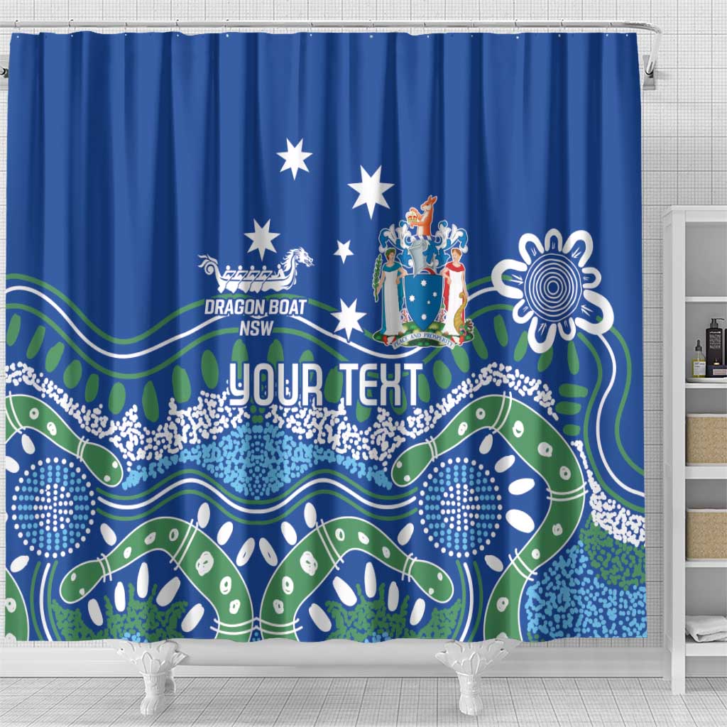 Personalised Australia Victoria Dragons Boat Shower Curtain Aussie Aboriginal Dot Style