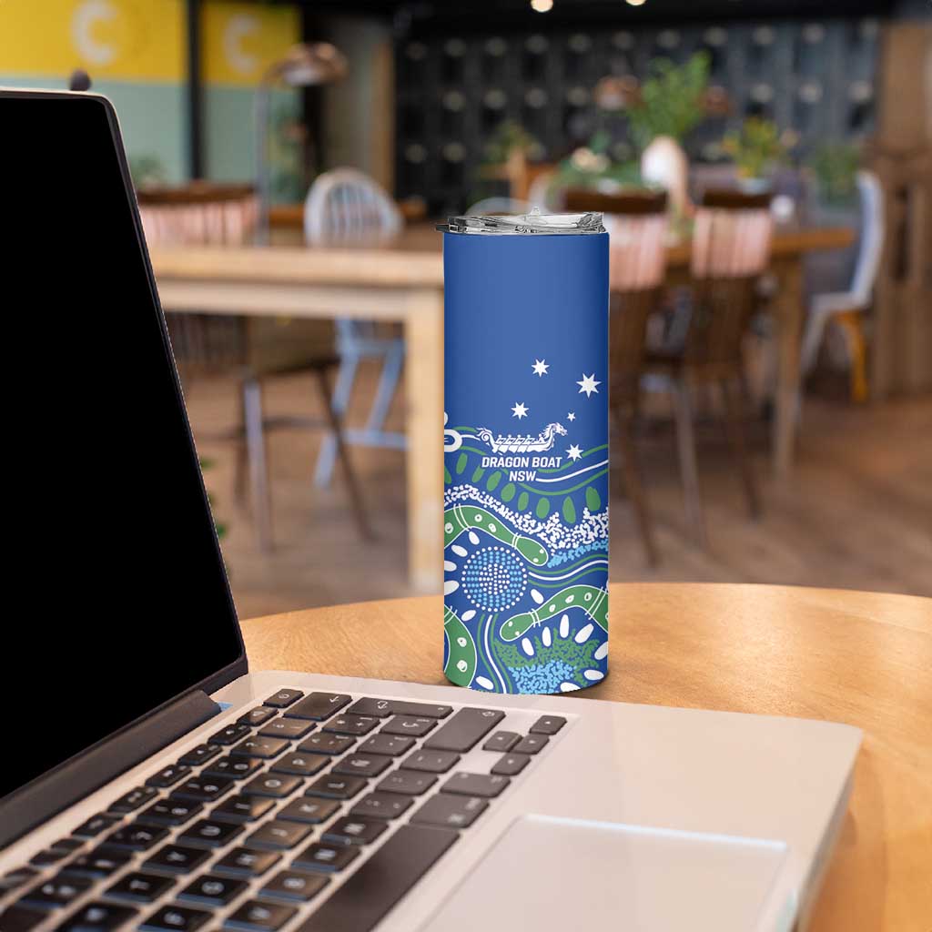 Personalised Australia Victoria Dragons Boat Skinny Tumbler Aussie Aboriginal Dot Style