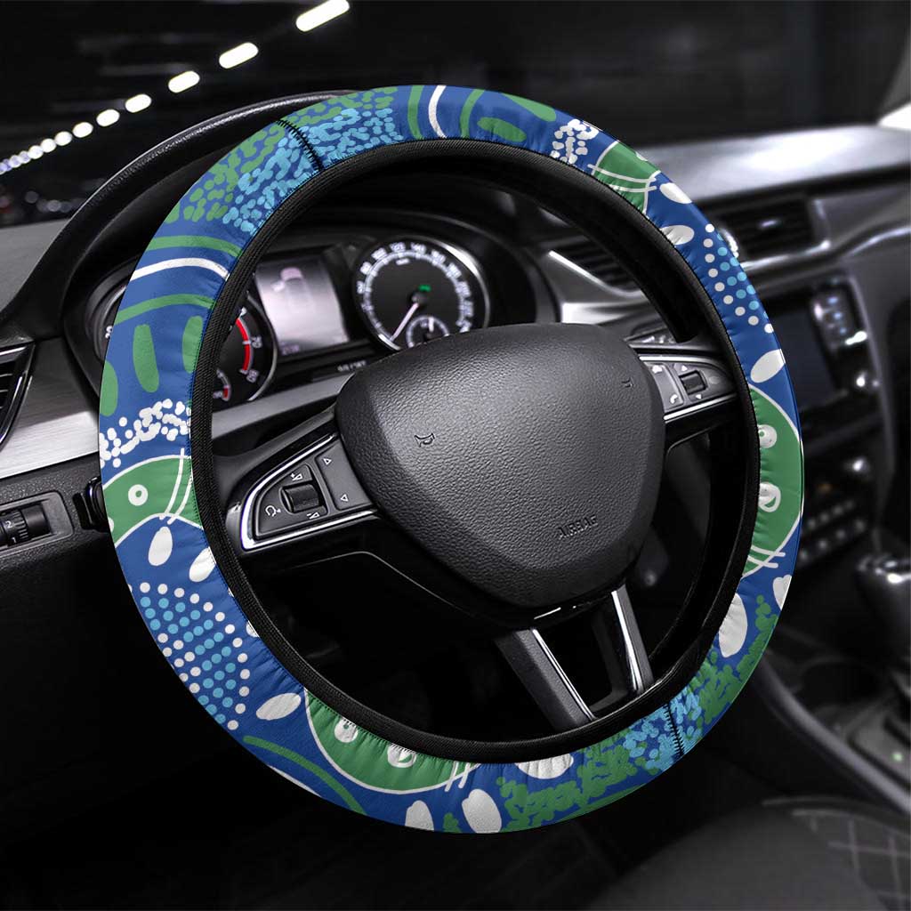 Australia Victoria Dragons Boat Steering Wheel Cover Aussie Aboriginal Dot Style