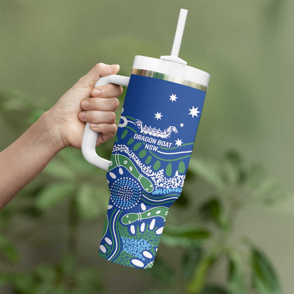 Personalised Australia Victoria Dragons Boat Tumbler With Handle Aussie Aboriginal Dot Style