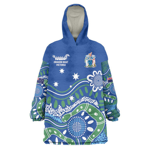 Personalised Australia Victoria Dragons Boat Wearable Blanket Hoodie Aussie Aboriginal Dot Style