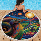 Aboriginal Dreamtime Rainbow Serpent Beach Blanket