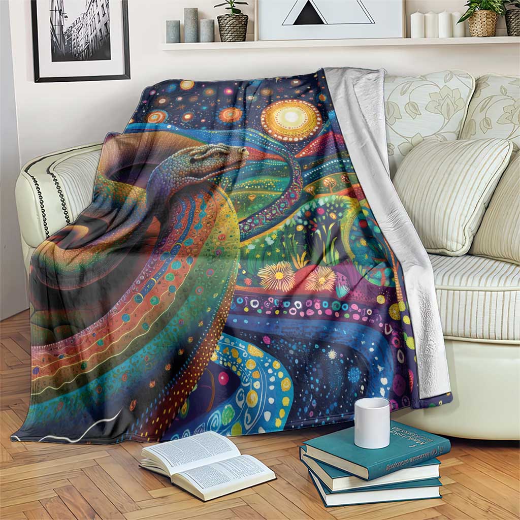 Aboriginal Dreamtime Rainbow Serpent Blanket