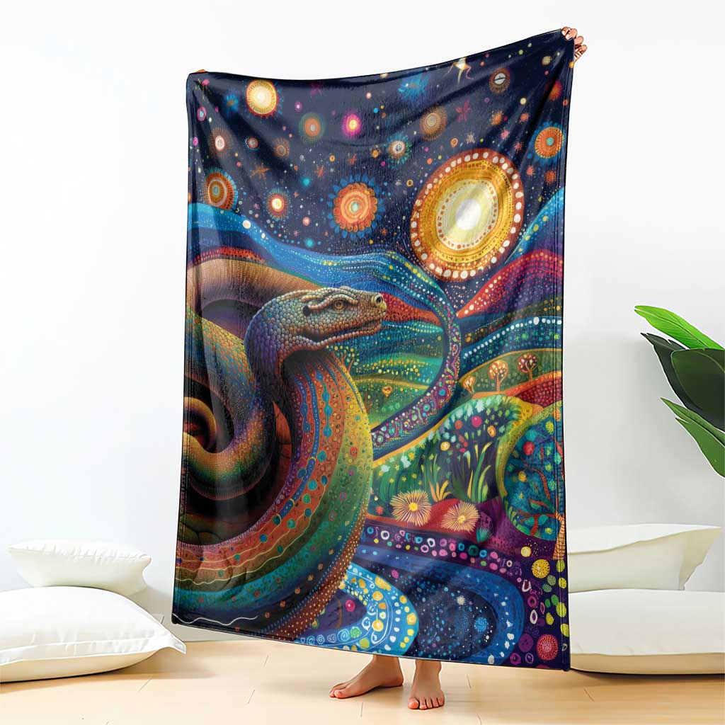 Aboriginal Dreamtime Rainbow Serpent Blanket