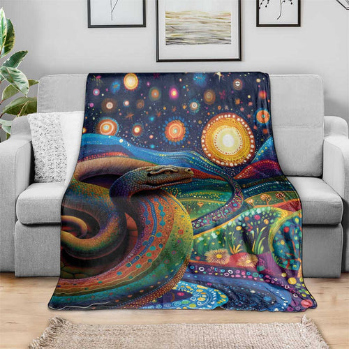 Aboriginal Dreamtime Rainbow Serpent Blanket
