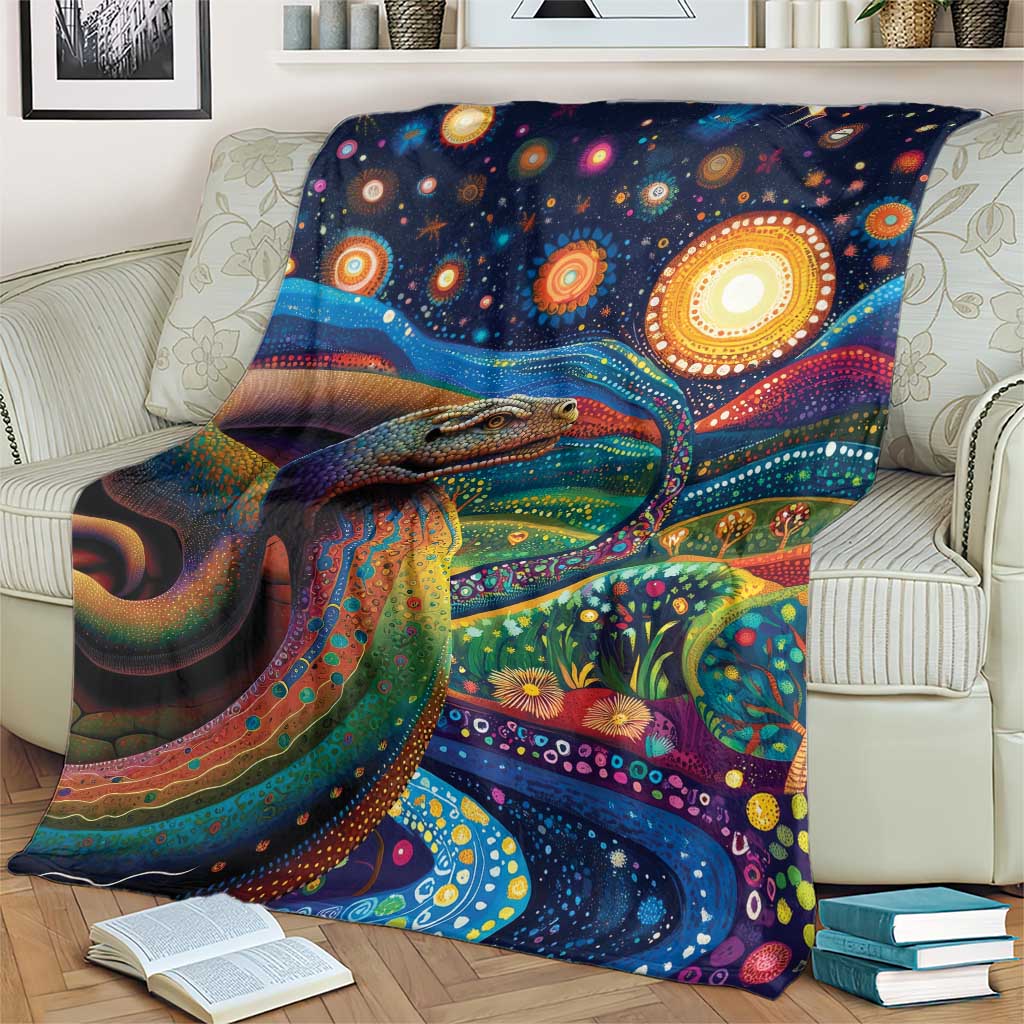 Aboriginal Dreamtime Rainbow Serpent Blanket