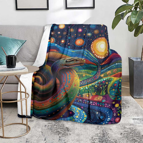 Aboriginal Dreamtime Rainbow Serpent Blanket