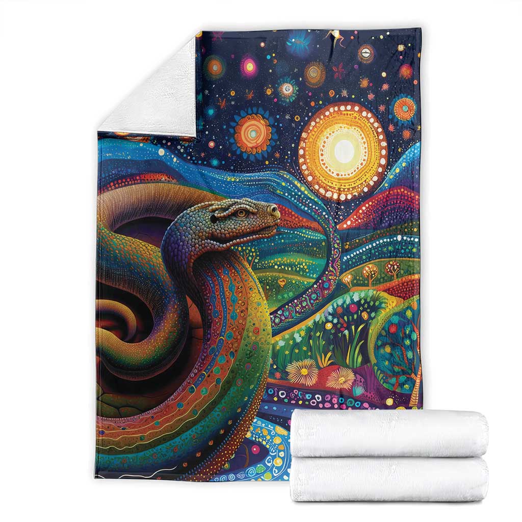 Aboriginal Dreamtime Rainbow Serpent Blanket
