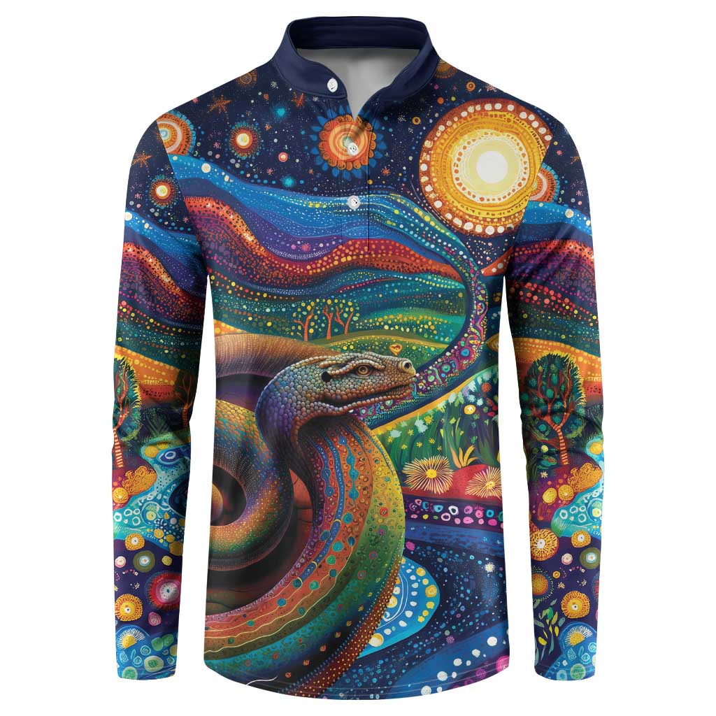 Aboriginal Dreamtime Rainbow Serpent Button Sweatshirt