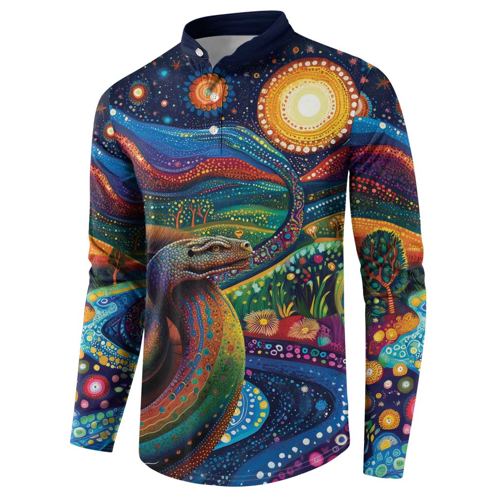 Aboriginal Dreamtime Rainbow Serpent Button Sweatshirt