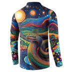 Aboriginal Dreamtime Rainbow Serpent Button Sweatshirt