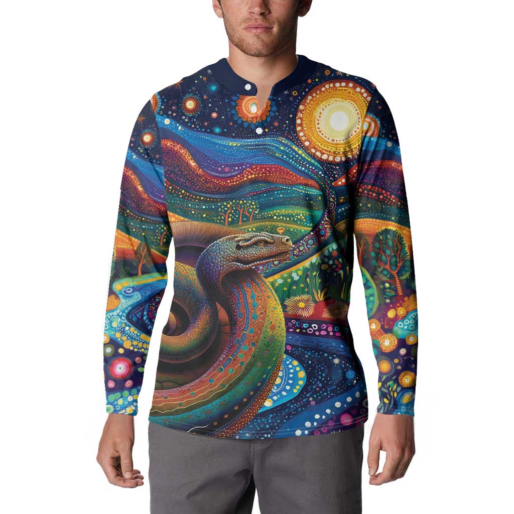 Aboriginal Dreamtime Rainbow Serpent Button Sweatshirt