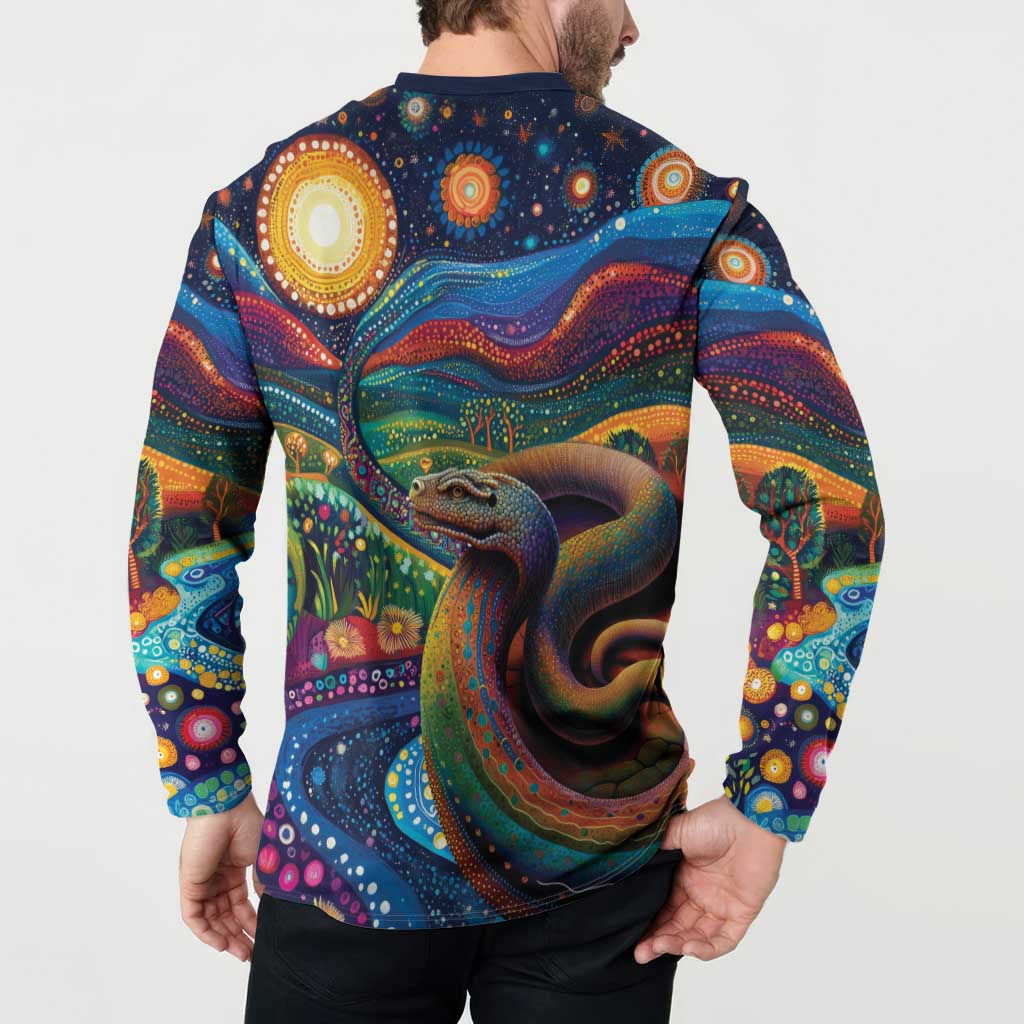 Aboriginal Dreamtime Rainbow Serpent Button Sweatshirt