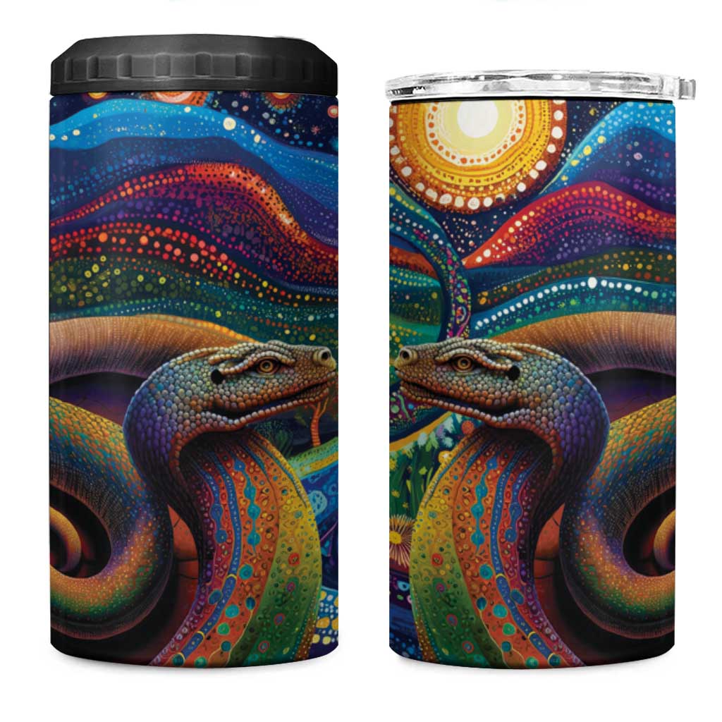 Aboriginal Dreamtime Rainbow Serpent 4 in 1 Can Cooler Tumbler
