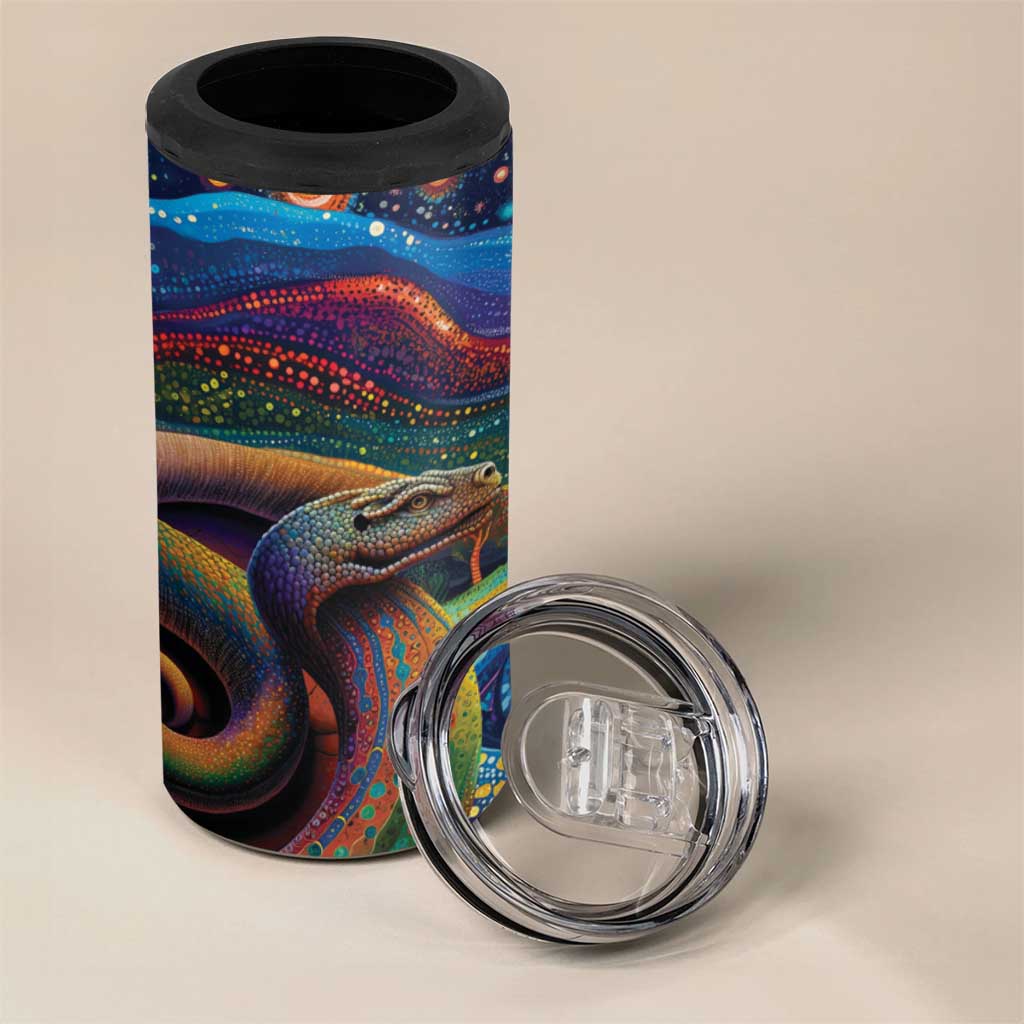 Aboriginal Dreamtime Rainbow Serpent 4 in 1 Can Cooler Tumbler
