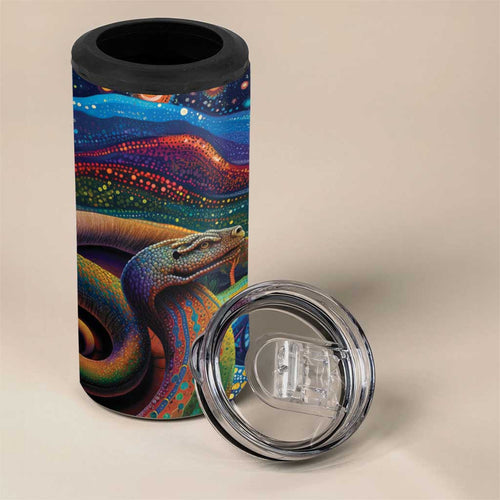 Aboriginal Dreamtime Rainbow Serpent 4 in 1 Can Cooler Tumbler