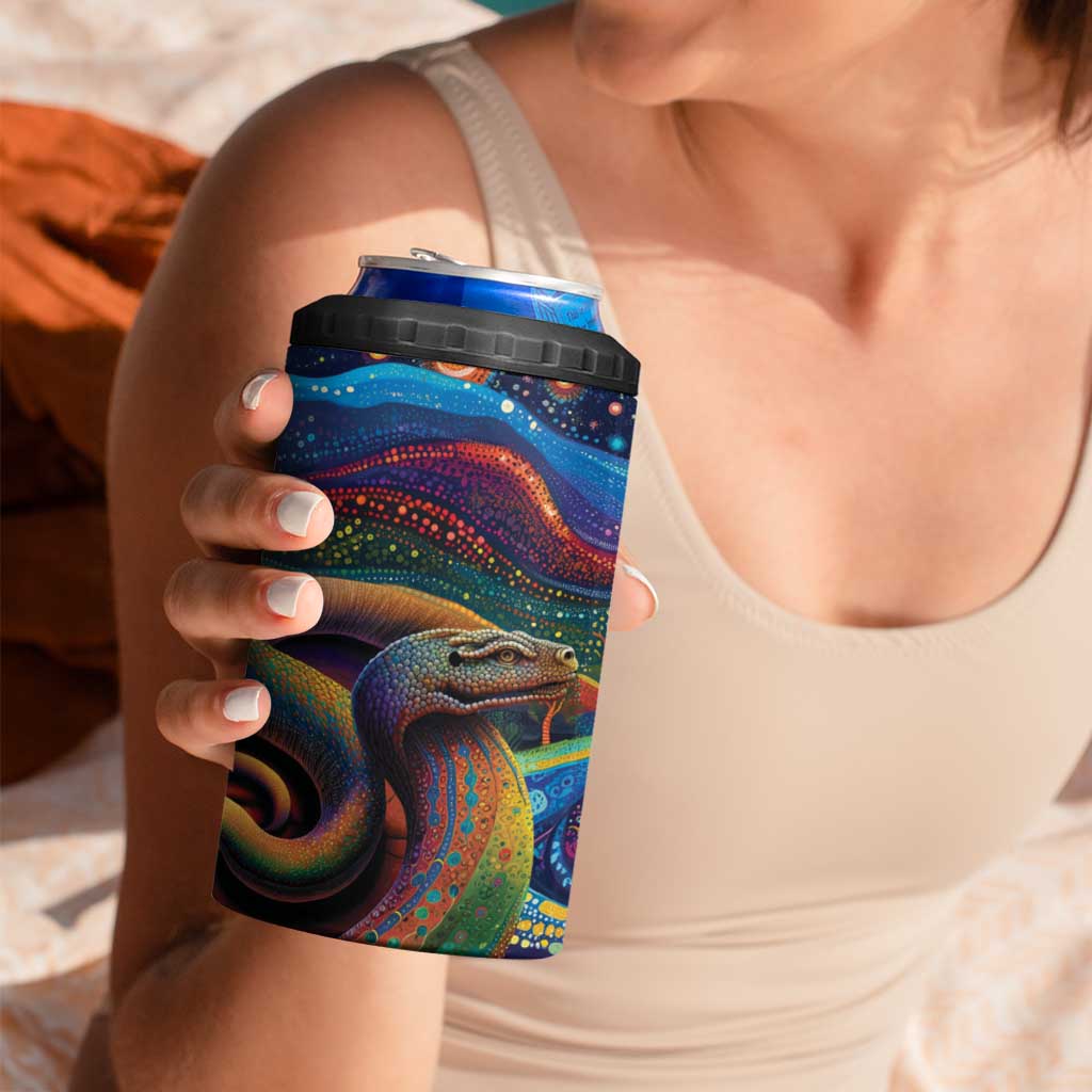 Aboriginal Dreamtime Rainbow Serpent 4 in 1 Can Cooler Tumbler