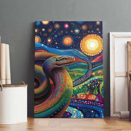 Aboriginal Dreamtime Rainbow Serpent Canvas Wall Art