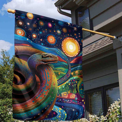 Aboriginal Dreamtime Rainbow Serpent Garden Flag