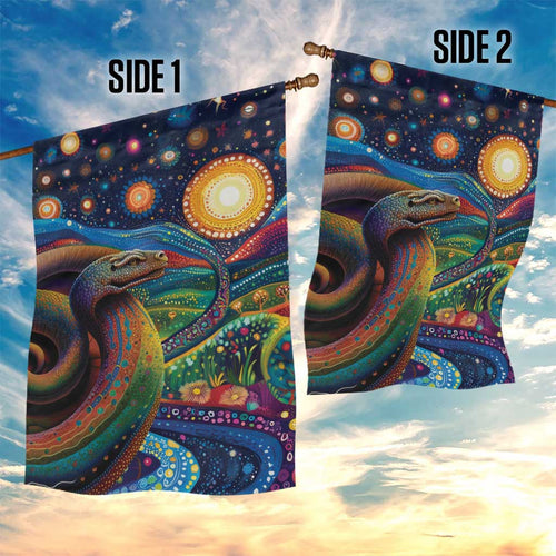 Aboriginal Dreamtime Rainbow Serpent Garden Flag