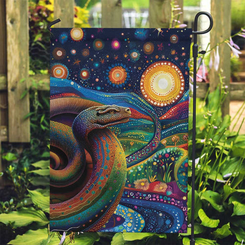 Aboriginal Dreamtime Rainbow Serpent Garden Flag