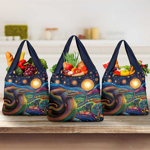 Aboriginal Dreamtime Rainbow Serpent Grocery Bag
