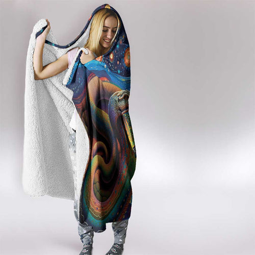 Aboriginal Dreamtime Rainbow Serpent Hooded Blanket