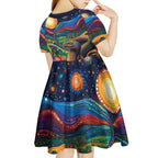 Aboriginal Dreamtime Rainbow Serpent Kid Short Sleeve Dress