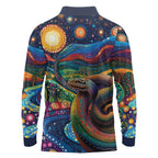 Aboriginal Dreamtime Rainbow Serpent Long Sleeve Polo Shirt