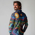 Aboriginal Dreamtime Rainbow Serpent Long Sleeve Polo Shirt