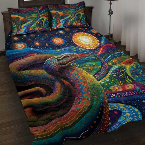 Aboriginal Dreamtime Rainbow Serpent Quilt Bed Set