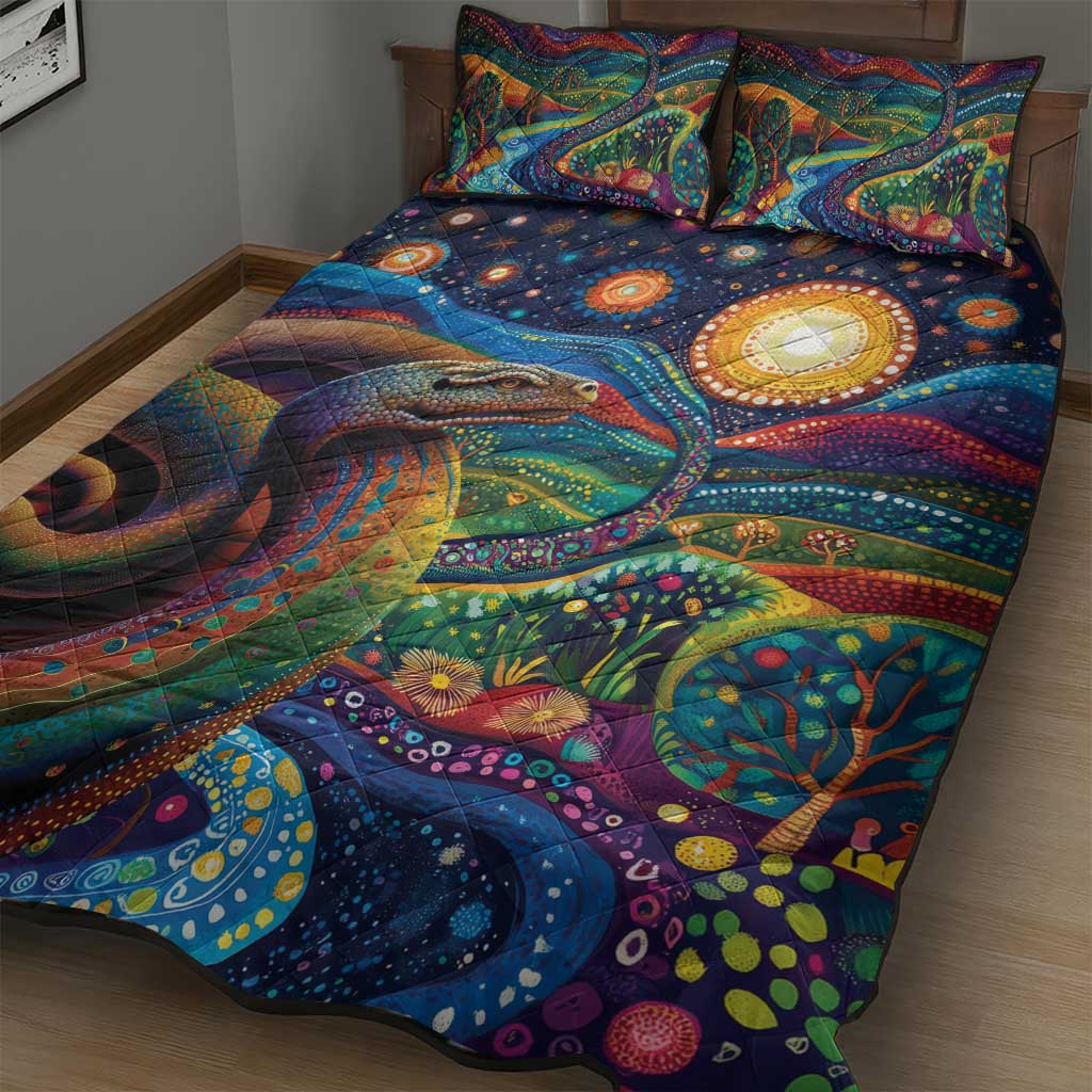 Aboriginal Dreamtime Rainbow Serpent Quilt Bed Set