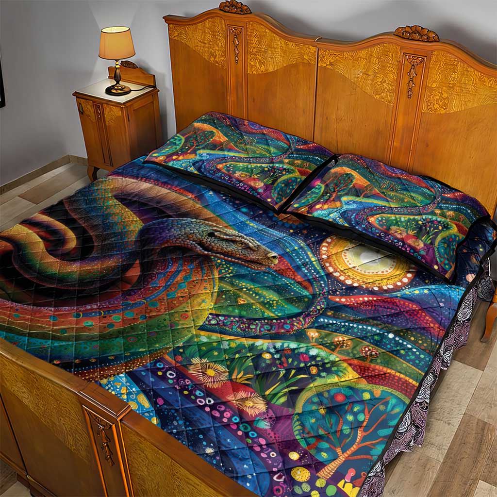 Aboriginal Dreamtime Rainbow Serpent Quilt Bed Set