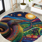Aboriginal Dreamtime Rainbow Serpent Round Carpet