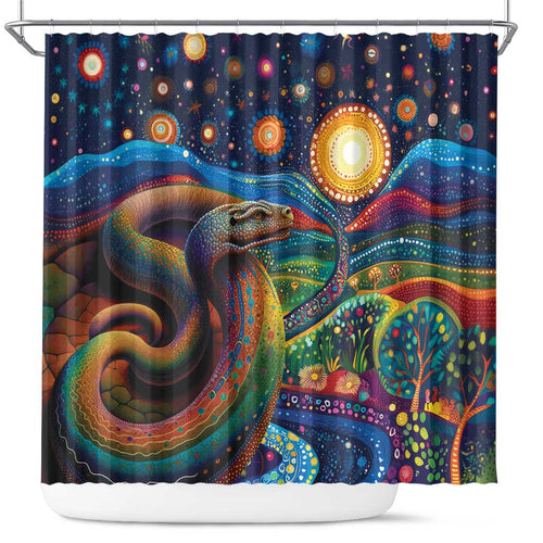 Aboriginal Dreamtime Rainbow Serpent Shower Curtain
