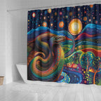 Aboriginal Dreamtime Rainbow Serpent Shower Curtain