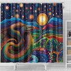 Aboriginal Dreamtime Rainbow Serpent Shower Curtain