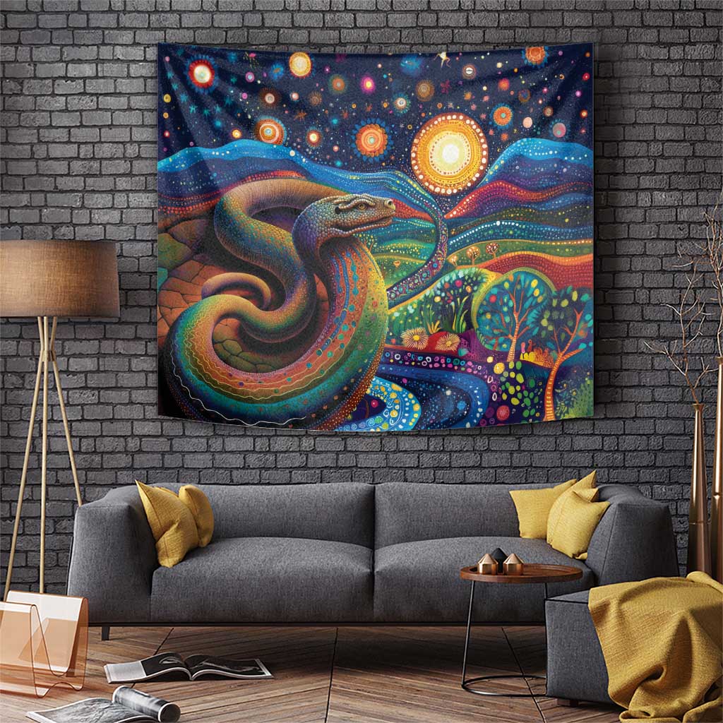 Aboriginal Dreamtime Rainbow Serpent Tapestry
