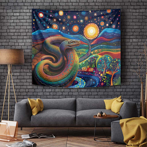 Aboriginal Dreamtime Rainbow Serpent Tapestry