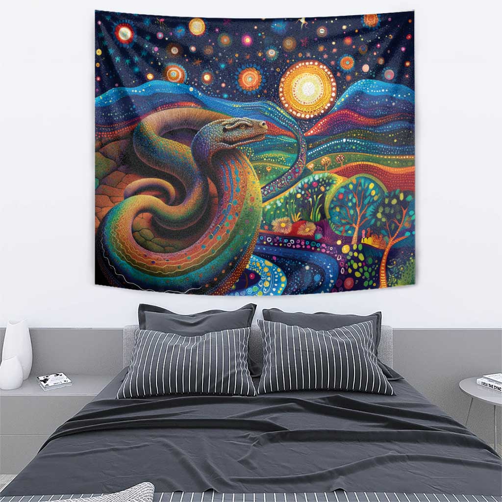 Aboriginal Dreamtime Rainbow Serpent Tapestry