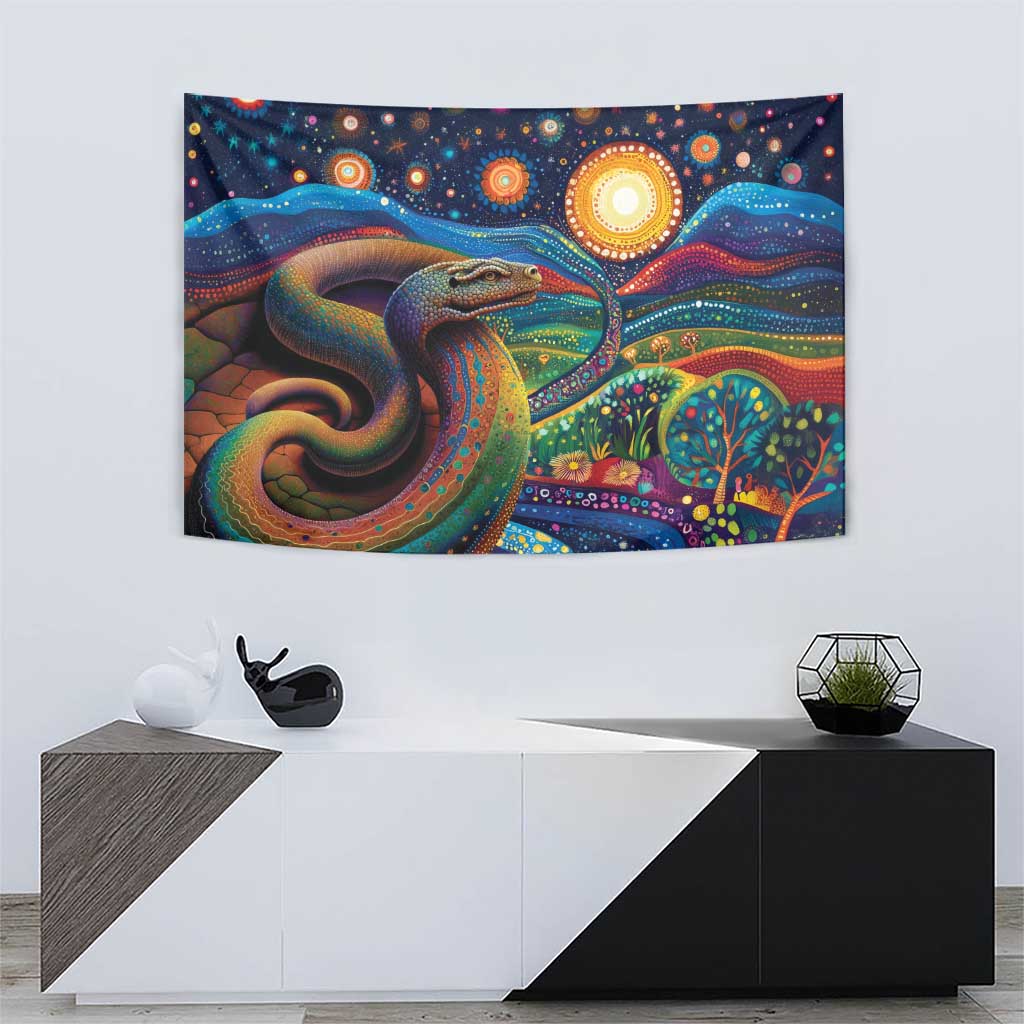 Aboriginal Dreamtime Rainbow Serpent Tapestry