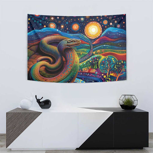 Aboriginal Dreamtime Rainbow Serpent Tapestry