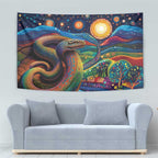 Aboriginal Dreamtime Rainbow Serpent Tapestry