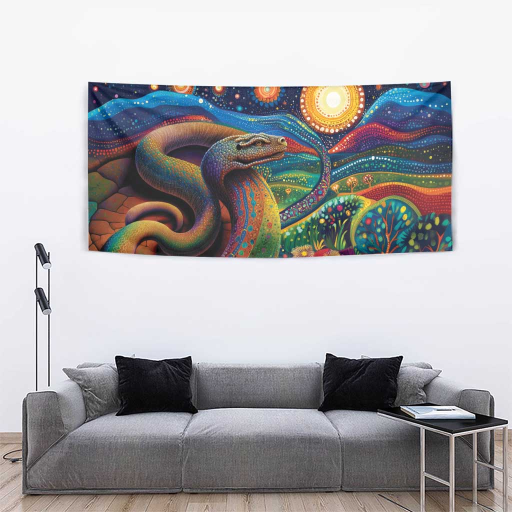 Aboriginal Dreamtime Rainbow Serpent Tapestry