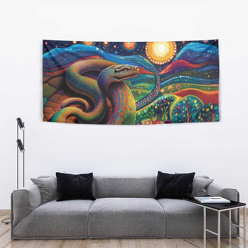 Aboriginal Dreamtime Rainbow Serpent Tapestry