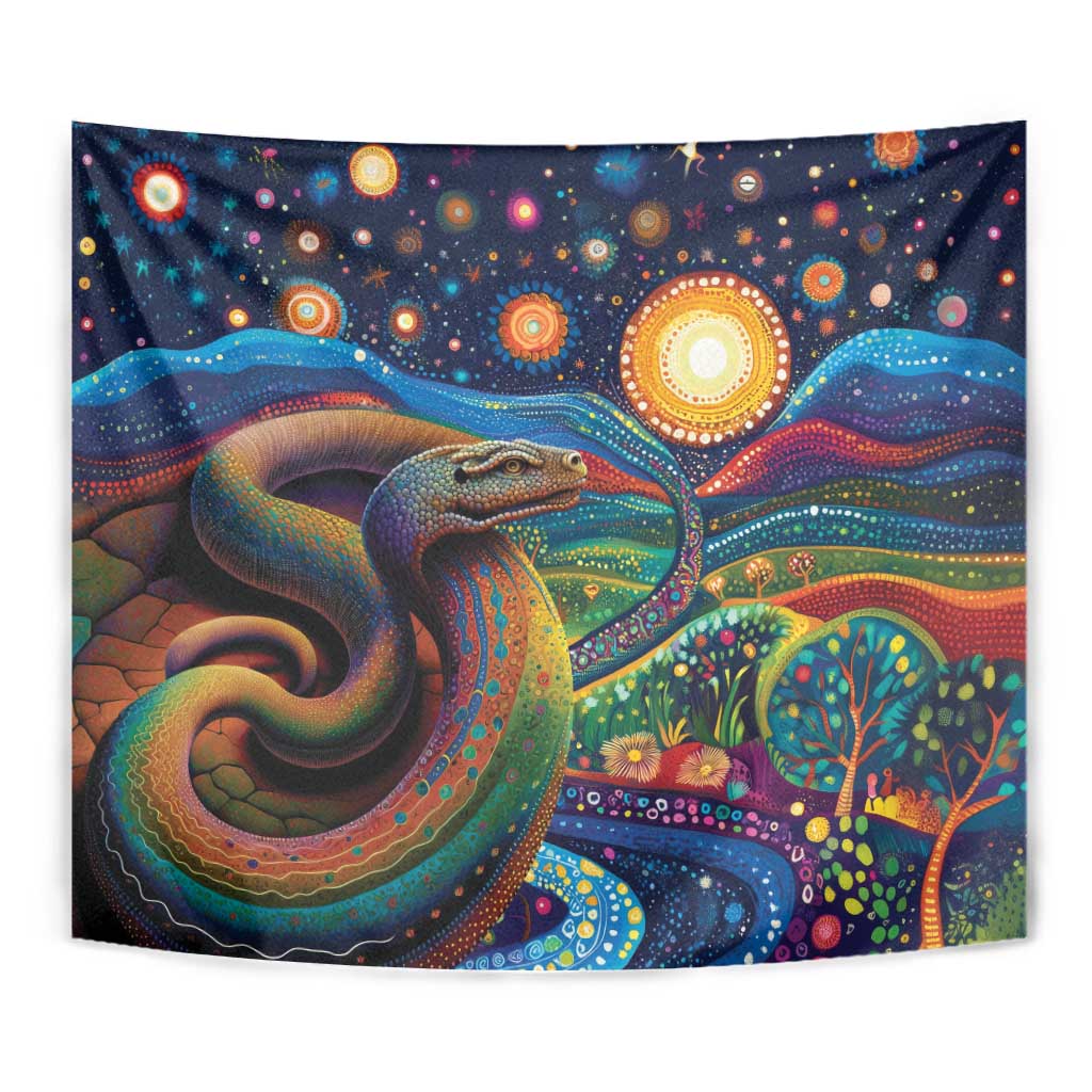 Aboriginal Dreamtime Rainbow Serpent Tapestry